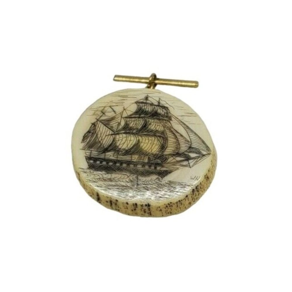 Old Ship Lapel Hat Shirt Old Ship Graphics W.H Inscribed Pin Button